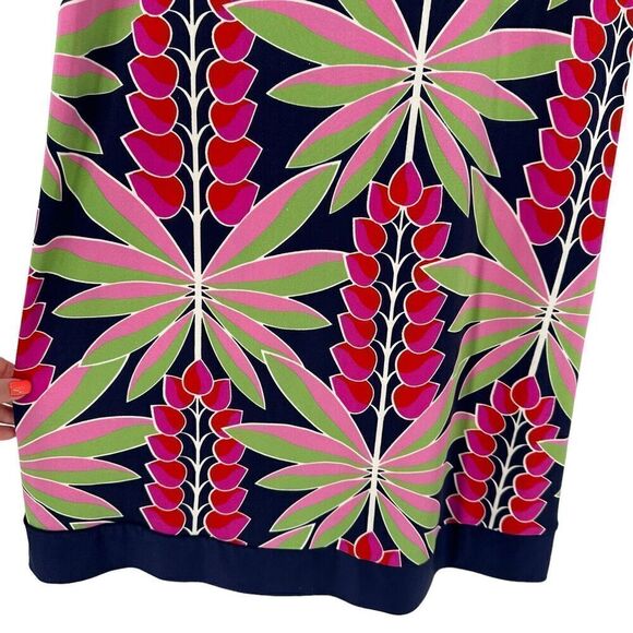 Peter Nygard Dress Silk Colorful Tropical Gemstone Boat Neck Size S Shift Boho - Picture 6 of 11